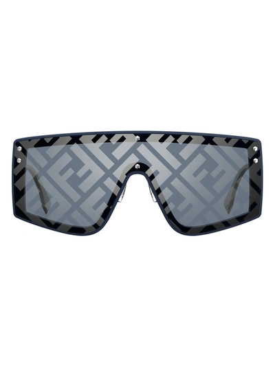 Fendi Ff M0076/g/s 0pjp Geometric Sunglasses In Blue Silver