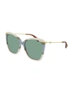 GUCCI 117A3IF0A,GG0510S 008 IVORY GOLD GREEN