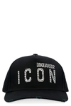 Dsquared2 Logo Embellished Cotton Baseball Cap In Nero