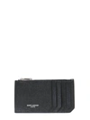 SAINT LAURENT CARD HOLDER WITH ZIP AND LOGO,609362 BTY0N1000