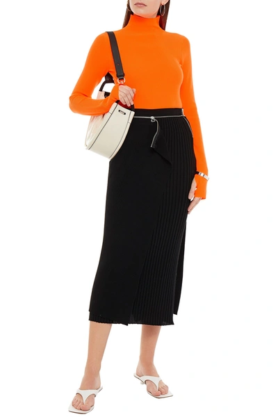 Helmut Lang Neon Ribbed-knit Turtleneck Jumper In Orange