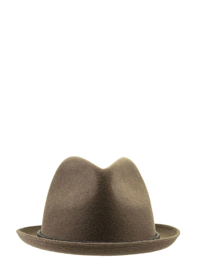 Brunello Cucinelli Hat Fedora In Lapin With Precious Band In Beige