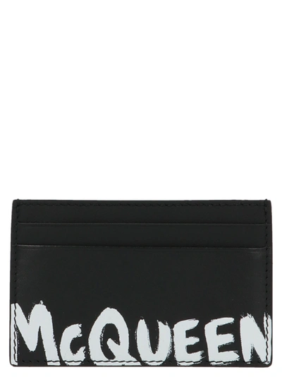 Alexander Mcqueen Graffiti Cardholder In Black