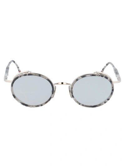 Thom Browne Tb-813 Sunglasses In Grey Tortoise - Silver W/ Medium Grey - Silver Flash - Ar