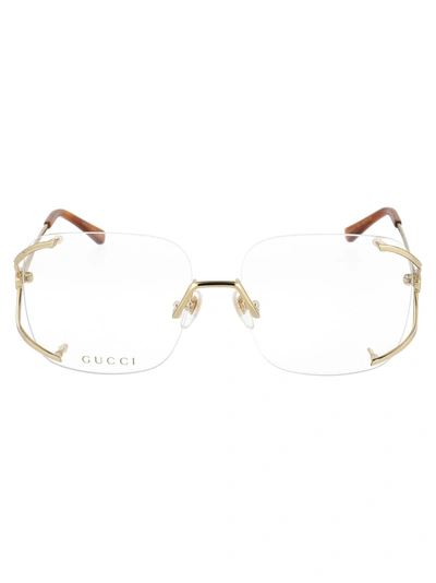 Gucci Gg0652o Glasses In 002 Gold Gold Transparent