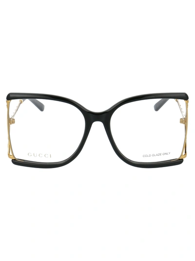 Gucci Gg0592o Glasses In 001 Black Gold Transparent