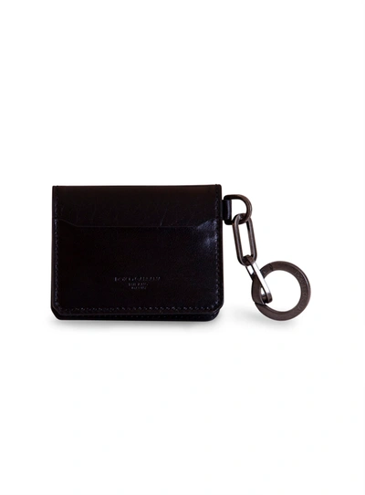 Dolce & Gabbana Horsehide Card Holder With Ring And Heat-stamped Logo In Nero.