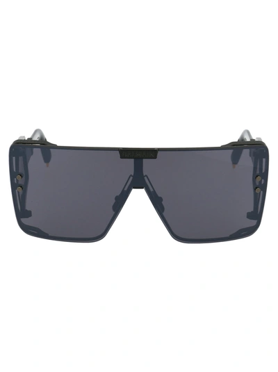 Balmain Wonder Boy Sunglasses In Matte Black Shield Dark Grey Black Flash Mirror Ar