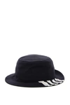 Thom Browne Navy Wool Classic 4-bar Bucket Hat In Navy (blue)