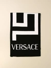 VERSACE WOOL SCARF WITH GREEK AND LOGO,11673155