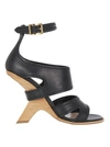 Alexander Mcqueen No.13 105 Wedge Leather Sandals In Nero/oro