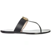 Gucci Marmont Logo-embellished Leather Sandals In Nero