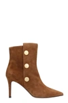L'autre Chose High Heels Ankle Boots In Leather Color Suede In Coco