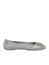 Tory Burch Minnie Embellished Croc-effect Leather Ballet Flats In Green