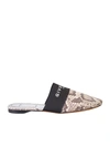 Givenchy Bedford Flat Python-embossed Leather Mules In Grey