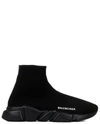 Balenciaga Speed Logo-embroidered Metallic Stretch-knit High-top Sneakers In Nero