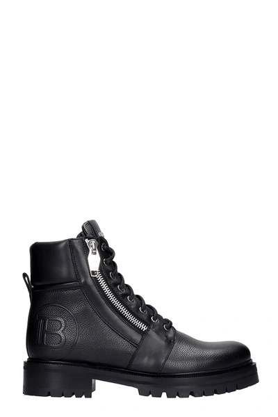 Balmain Ranger Combat Boots In Black Leather