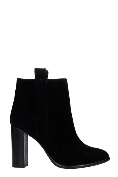Anna F. High Heels Ankle Boots In Black Suede