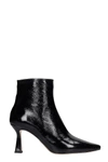 LOLA CRUZ HIGH HEELS ANKLE BOOTS IN BLACK LEATHER,11639177