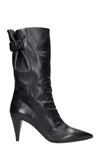 STRATEGIA HIGH HEELS ANKLE BOOTS IN BLACK LEATHER,11639023