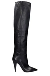 STRATEGIA HIGH HEELS BOOTS IN BLACK LEATHER,11639020