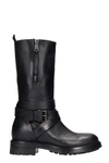 STRATEGIA COMBAT BOOTS IN BLACK LEATHER,11639016