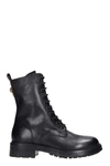 STRATEGIA COMBAT BOOTS IN BLACK LEATHER,11639013