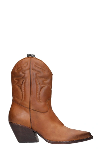 Elena Iachi Texan Ankle Boots In Leather Color Leather
