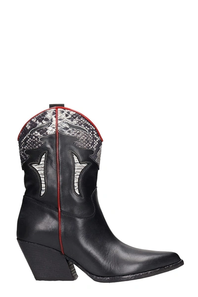 Elena Iachi Texan Ankle Boots In Black Leather