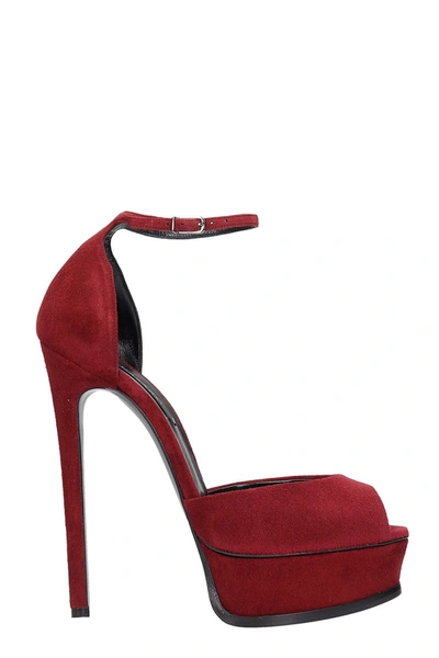 Casadei Sandals In Bordeaux Suede