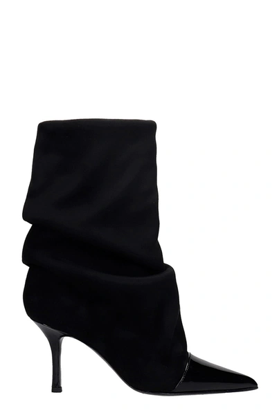Marc Ellis High Heels Ankle Boots In Black Suede And Leather