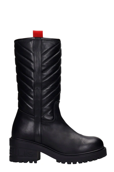 Marc Ellis Combat Boots In Black Leather