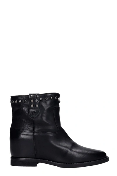 Julie Dee Ankel Boots Inside Wedge In Black Leather