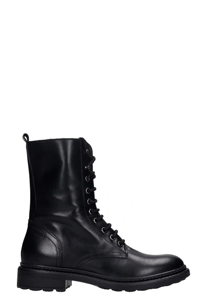 Julie Dee Combat Boots In Black Leather