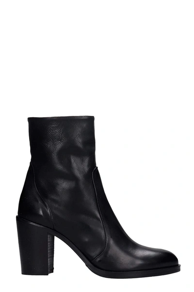 Julie Dee High Heels Ankle Boots In Black Leather