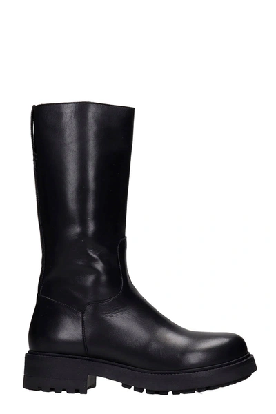 Julie Dee Combat Boots In Black Leather