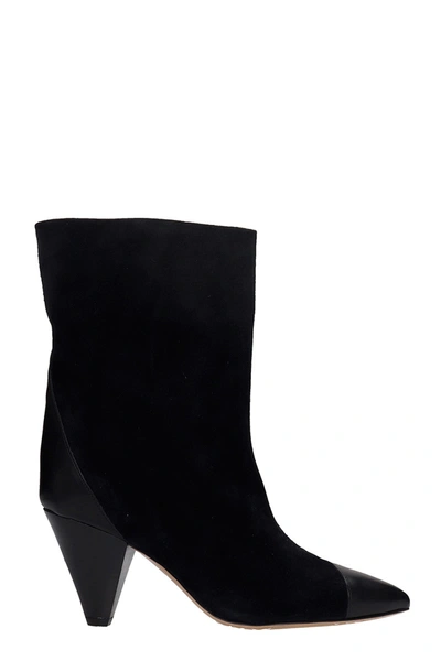 Isabel Marant Lillis High Heels Ankle Boots In Black Suede