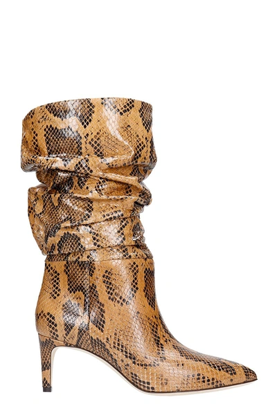 Paris Texas Slouchy Python-effect Leather Ankle Boots In Brown