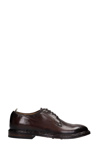 Officine Creative Hopkins Lace Up Shoes In Brown Leather