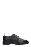 THOM BROWNE LACE UP SHOES IN BLACK LEATHER,11652092