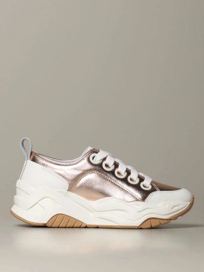 Just Cavalli Sneakers In Laminated Leather In Bronze