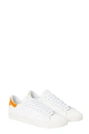 Heron Preston Logo Vulcanized Low Top Leather Sneakers In Bianco/arancio