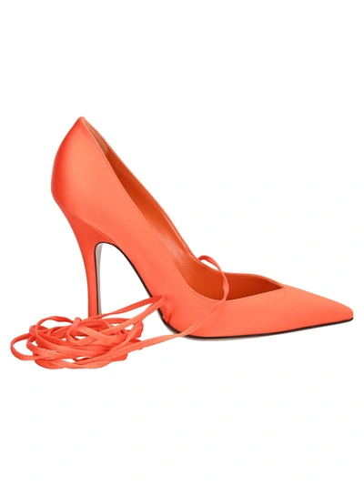 Attico 105mm Satin Lace-up Pumps In Orange