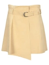 Chloé Chloe Suede Leather Mini Skirt In Sleepy Beige