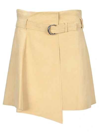 Chloé Chloe Suede Leather Mini Skirt In Sleepy Beige