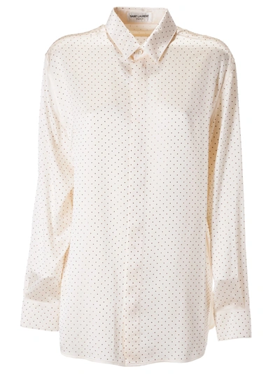 Saint Laurent All-over Dot Shirt In Craie Bronze