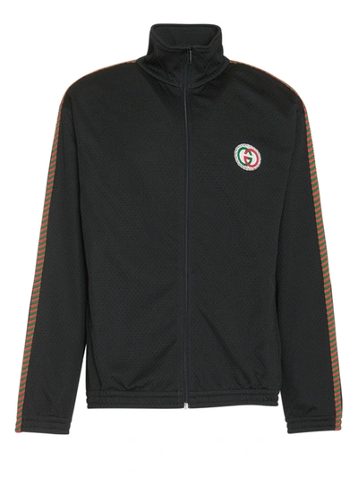 Gucci Oversize Mesh Jacket With Patch In Black/multicolor