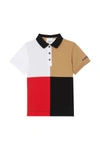 BURBERRY KIDS POLO WITH COLOR-BLOCK DESIGN,11361473