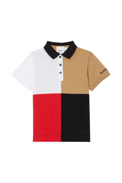 Burberry Kids Polo With Color-block Design In Black