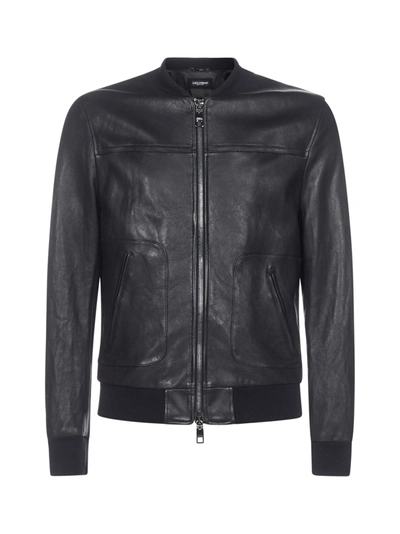 Dolce & Gabbana Leather Jacket In Nero